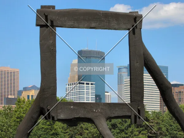 Displayed through David Nash's Standing Frame in the Minneapolis Sculpture Garden