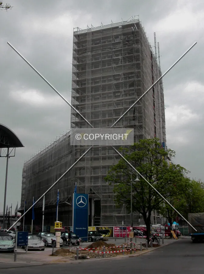 Silhouette of the tower on a stormy day