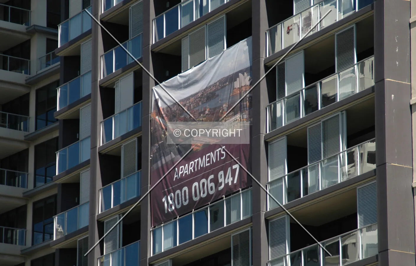Advertisement banner on the east facade