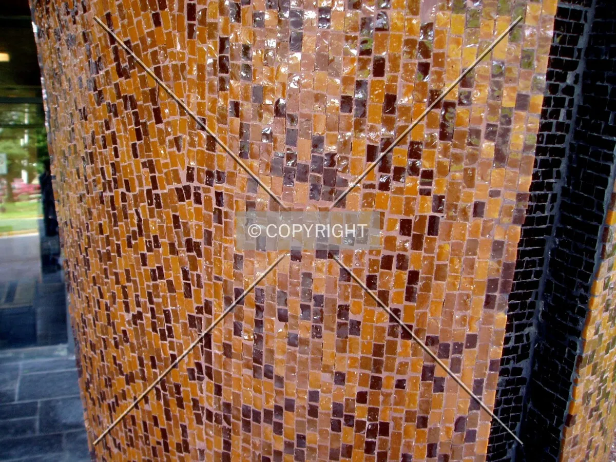 Close up of the mosaic supports near the front entrance