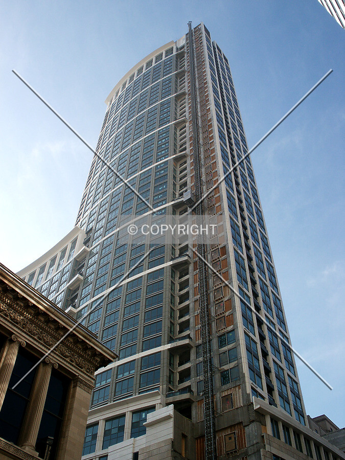 Looking up the northeast corner