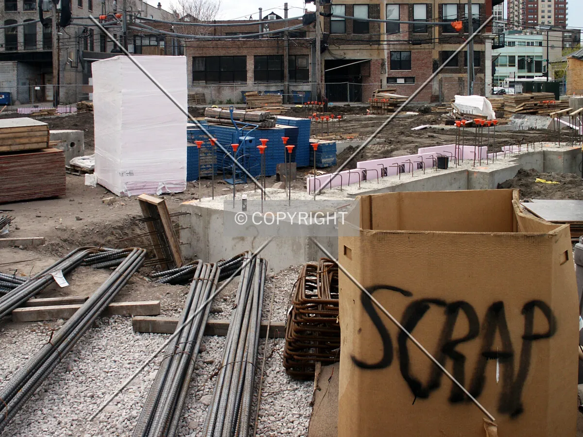 View from the east with a box of scrap