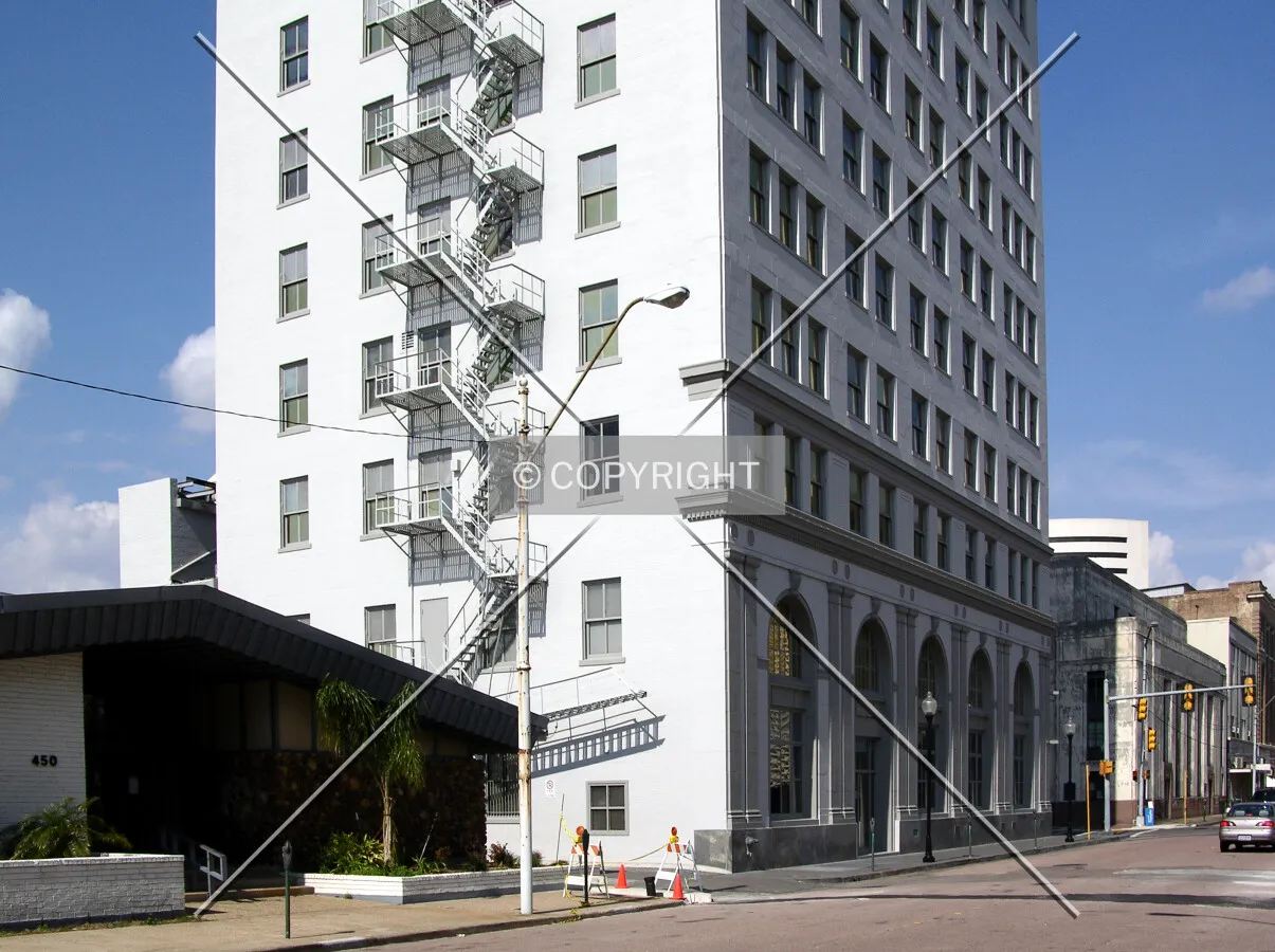 Base from the southwest along Bowie Street