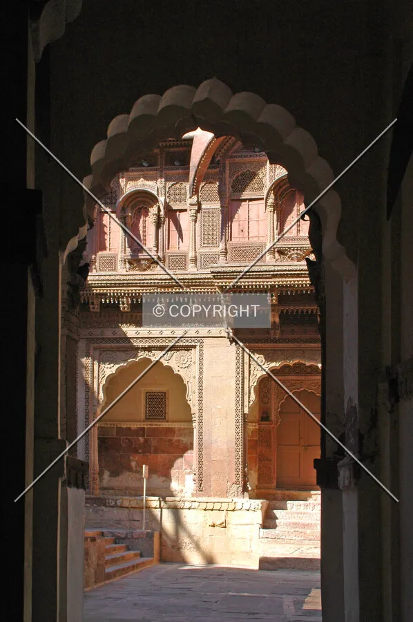 Facade detail through and archway