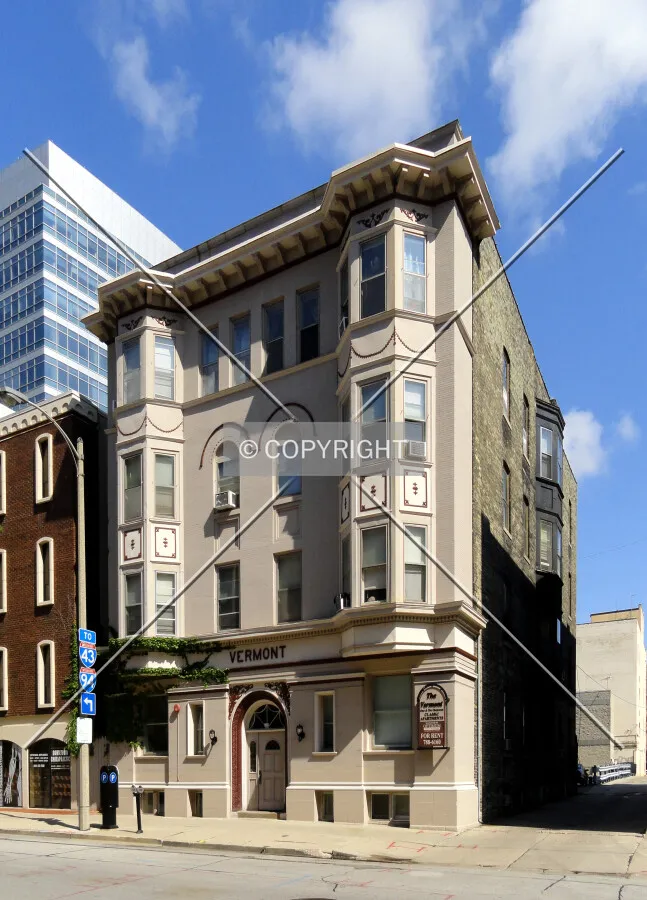 From across East Mason Street to the southeast