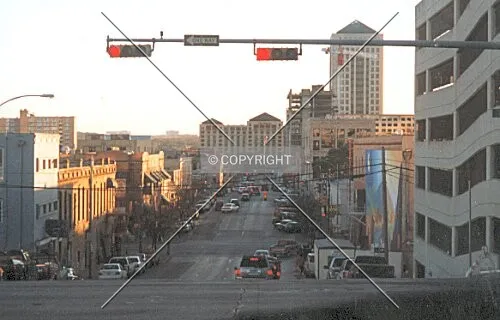 Looking south down San Jacinto Boulevard towards the Four Seasons Hotel