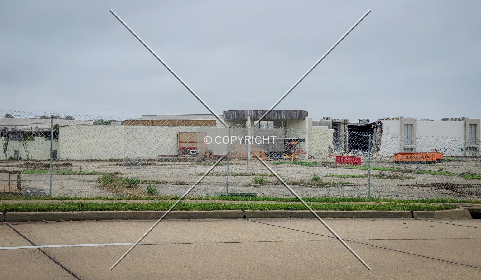 From the northwest during demolition; October 14, 2023