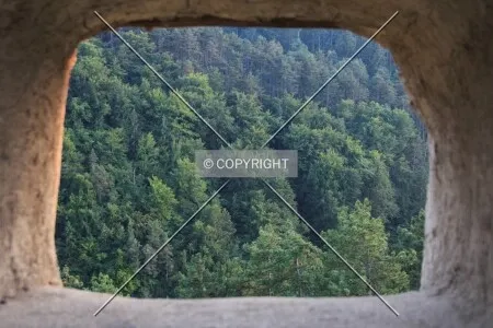 View through a window opening