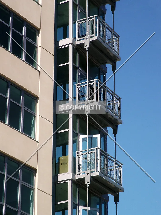 Detail of the balconies on the southeast corner
