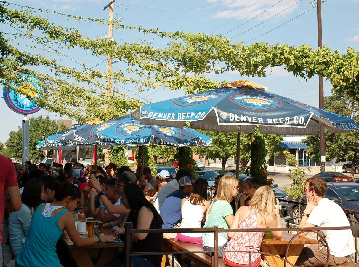 Enjoying the beer garden on a late Summer afternoon