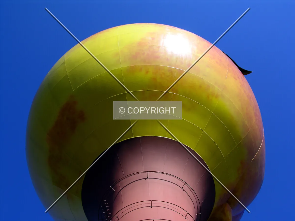 Looking up at the peach from the west