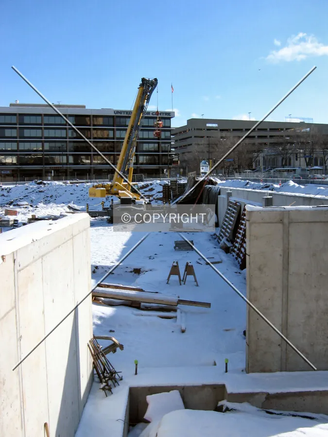Foundation work from the alley between University Avenue & 4th Street SE
