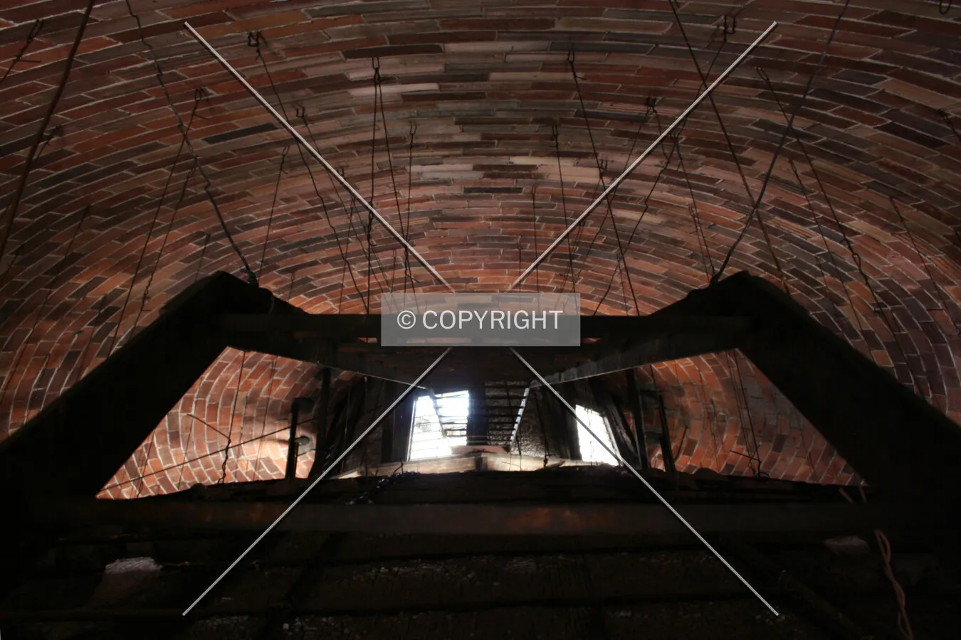 Looking up between the inner and outer domes