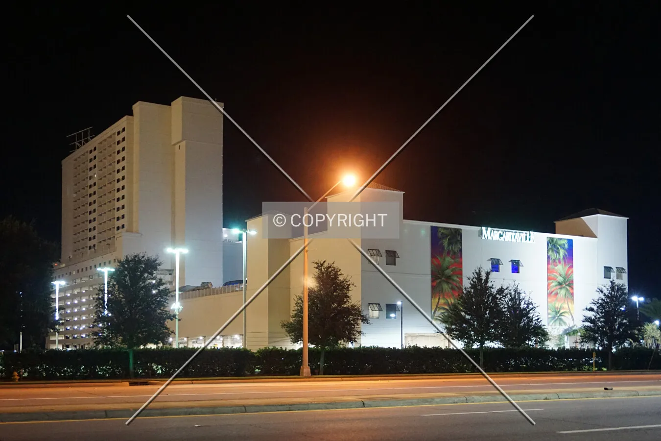 Night view from the northeast; August 29, 2016