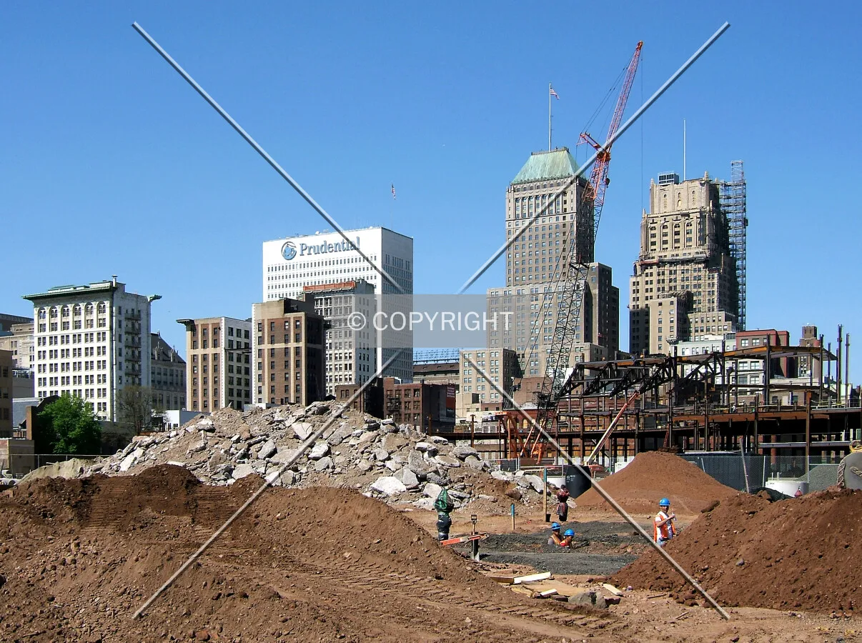 View from the southeast past the Devils Arena construction site