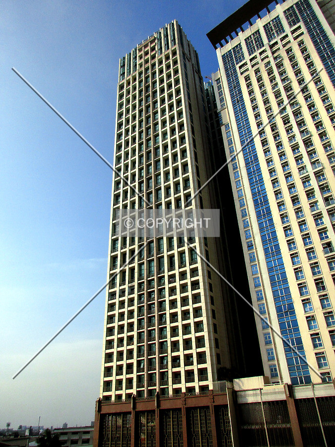 View from the north with Tower 1 on the right