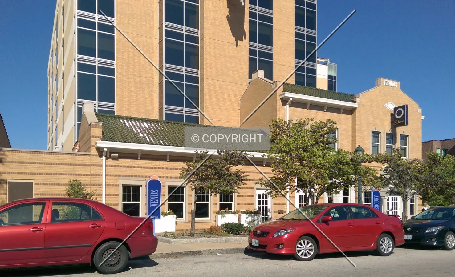 Base of the building from the southwest; October 17, 2014