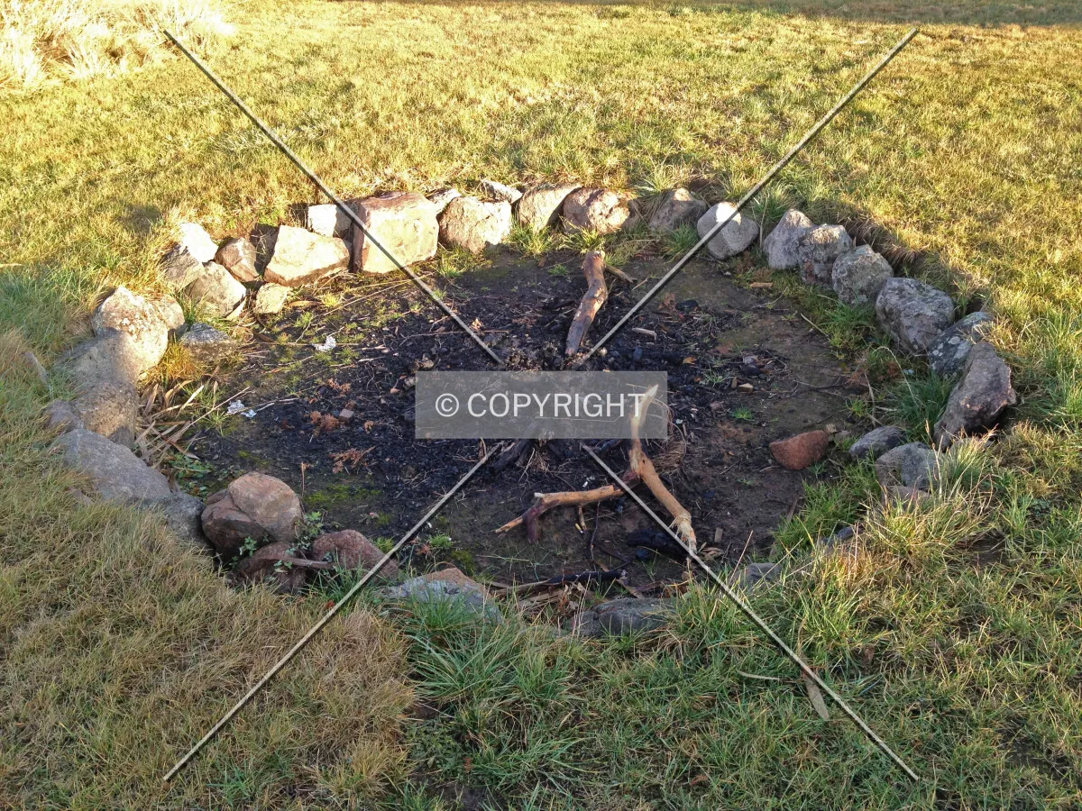 An outdoor fireplace