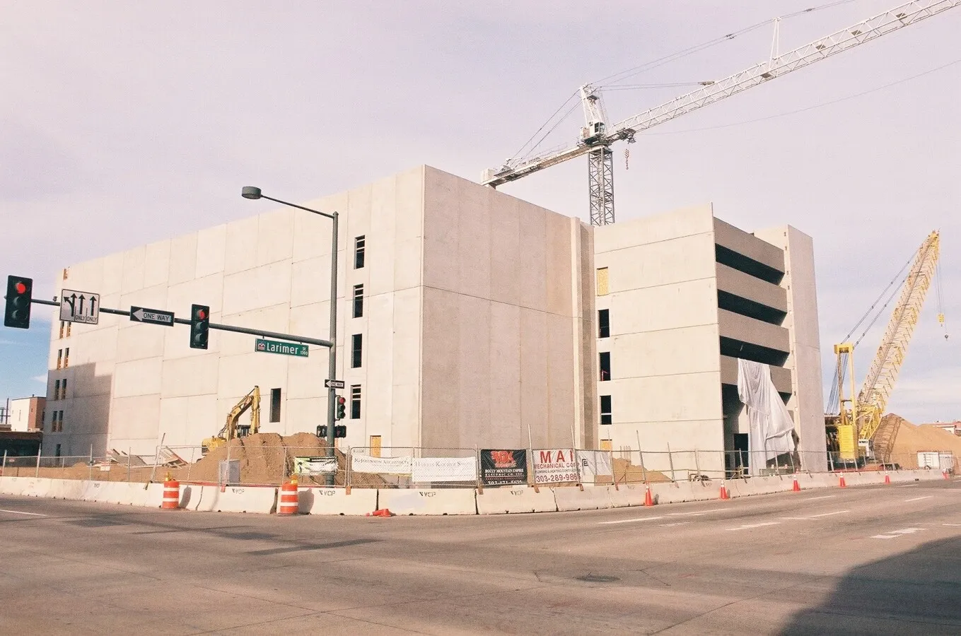 Looking north at the parking deck