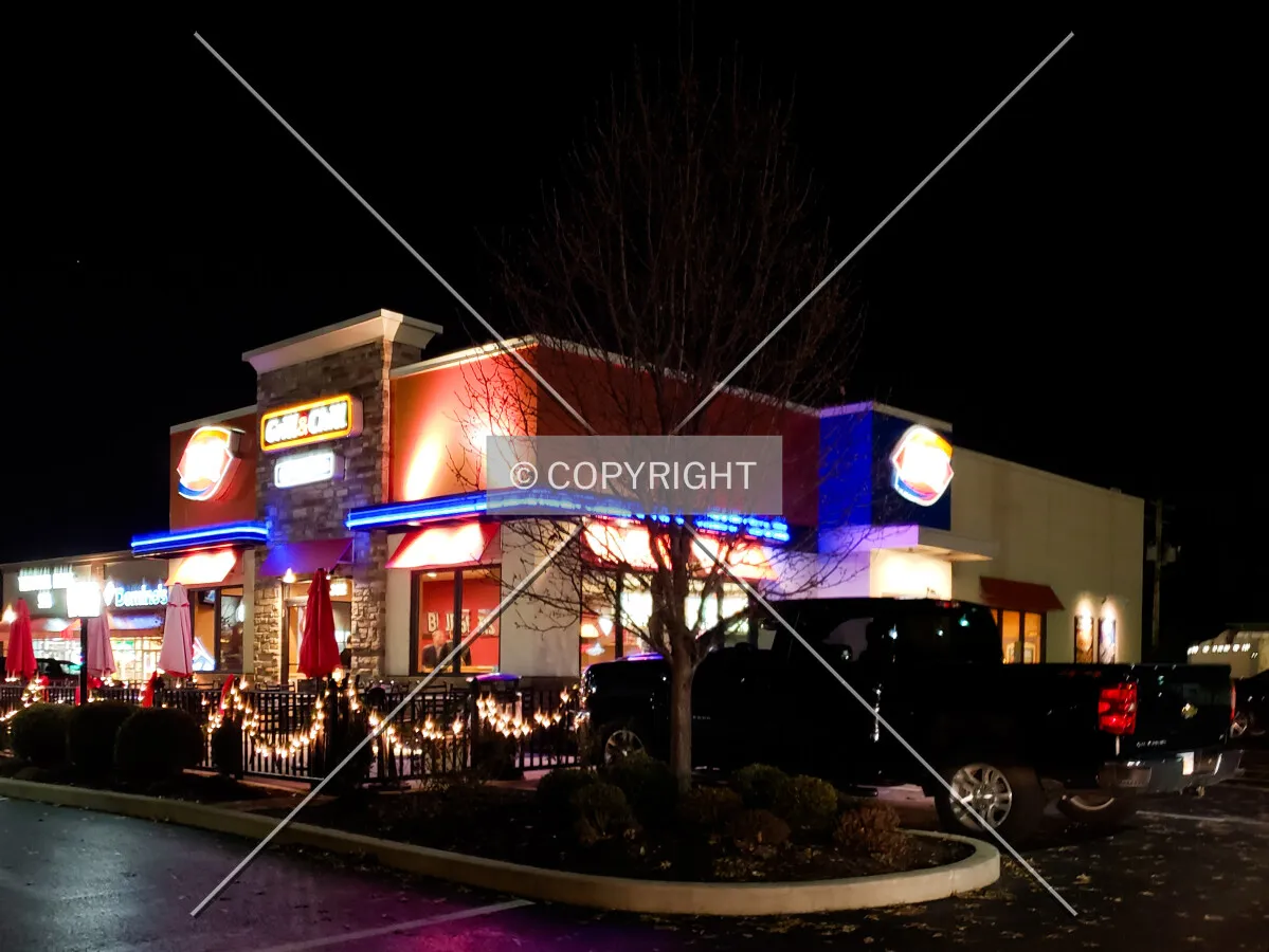 View from the northwest at night; December 17, 2018