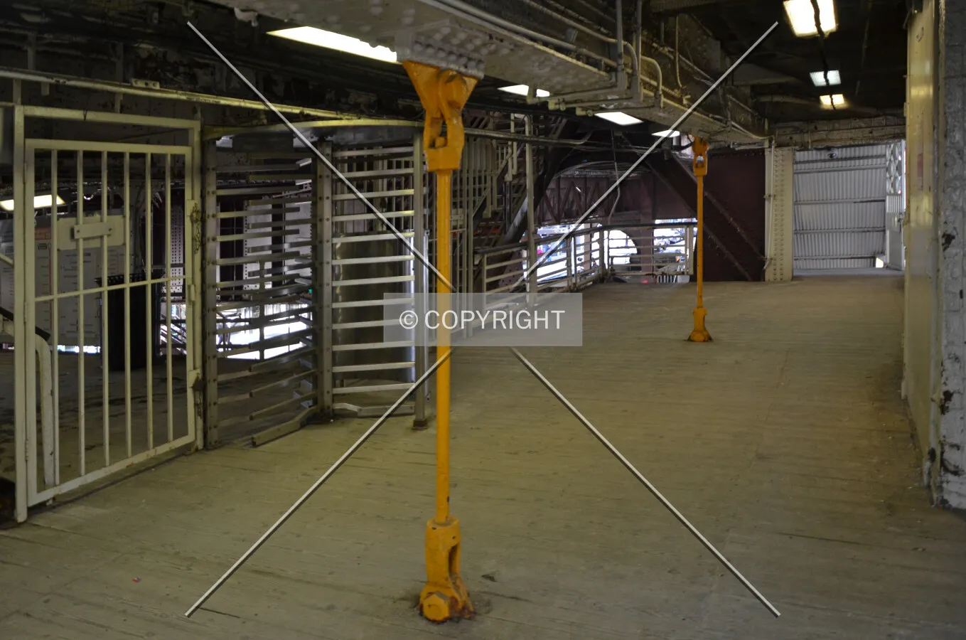 Western end of the mezzanine level, looking south; March 7, 2015.