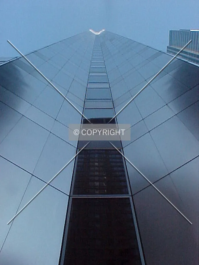 Looking up the western facade/edge of the building