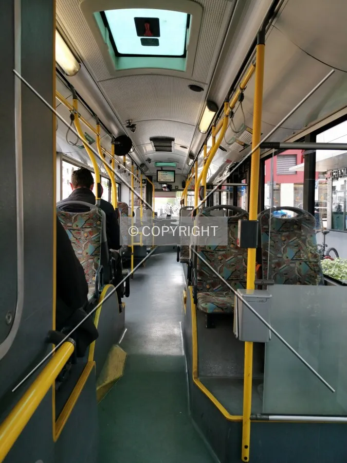 Inside a bus in Frankfurt