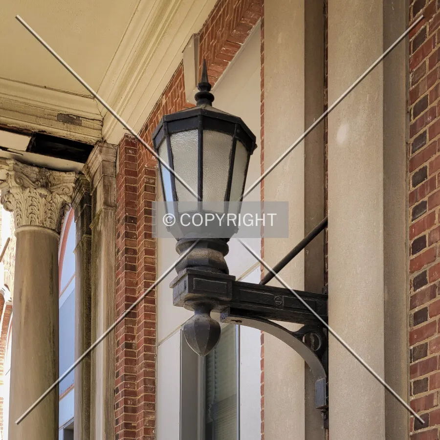Lamp next to the south entrance; February 21, 2022