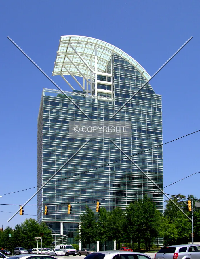 From the west across Peachtree Road