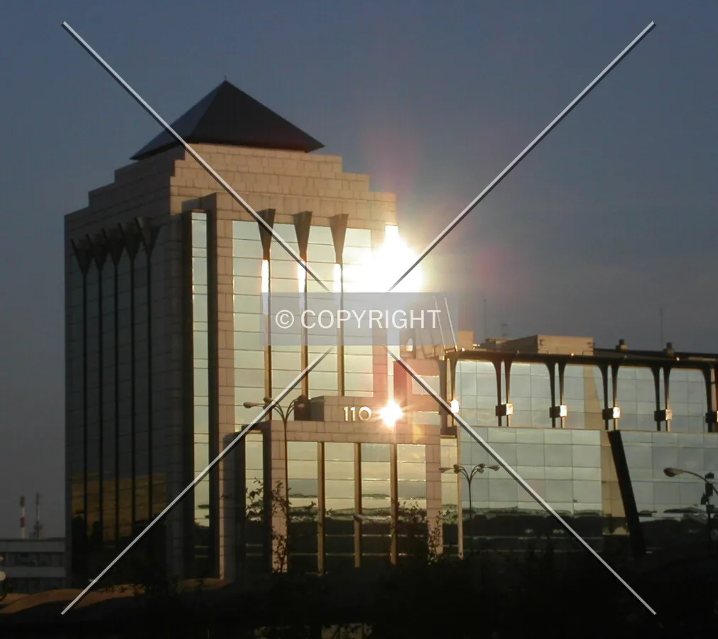 Sunset reflection on the building