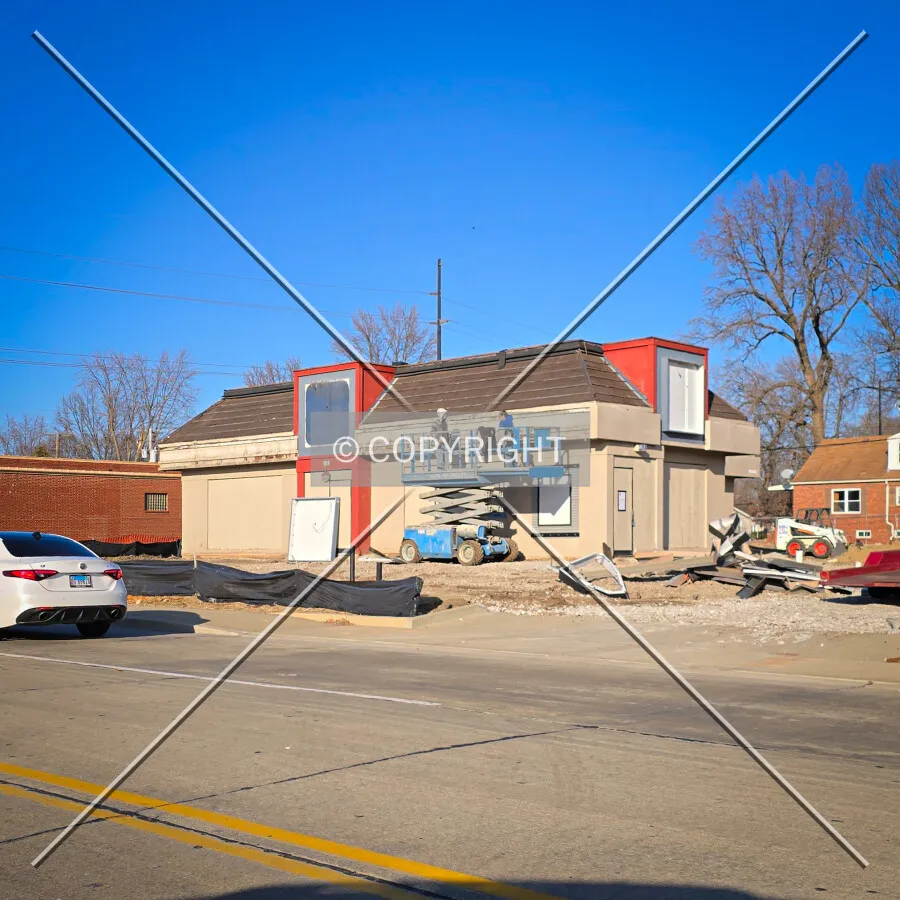 From the southwest during renovation, Monday, February 12, 2024