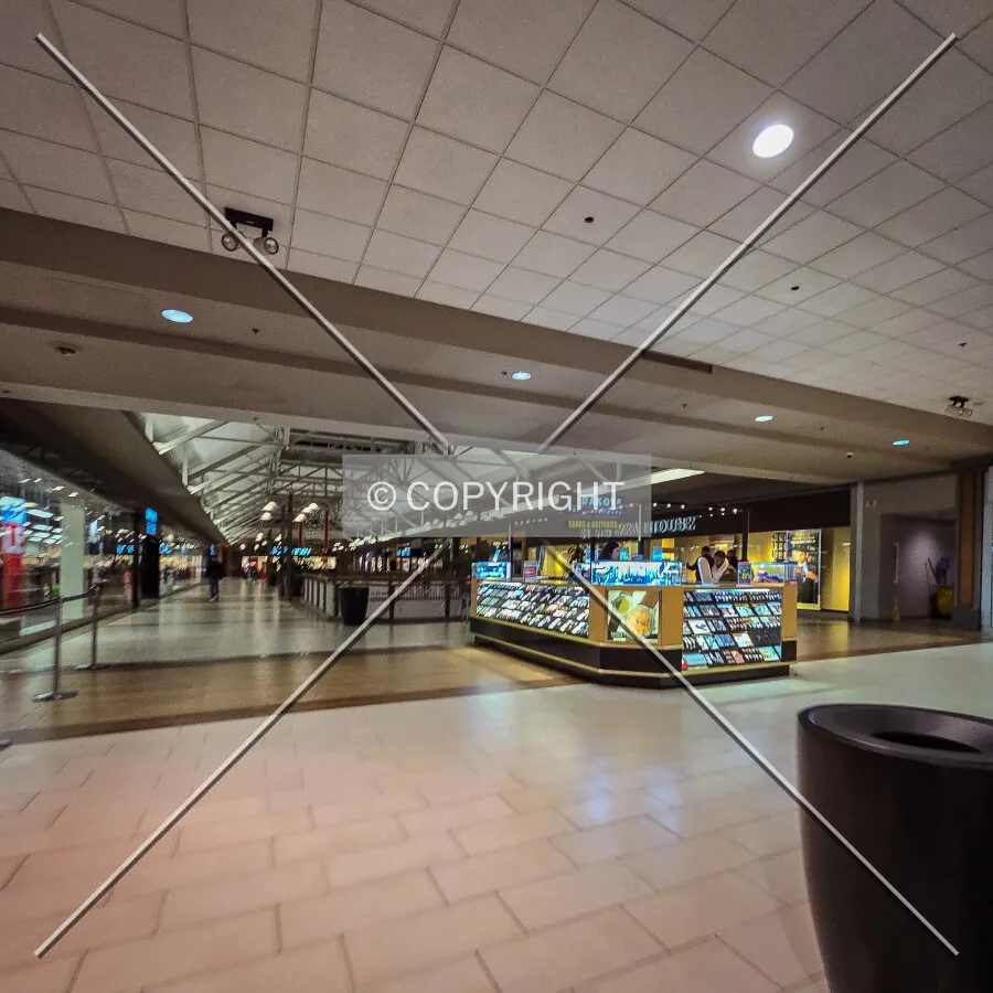 Upper floor of the JCPennys wing at night; January 3, 2025
