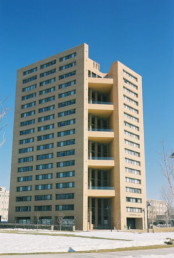 Full-height view from the southwest
