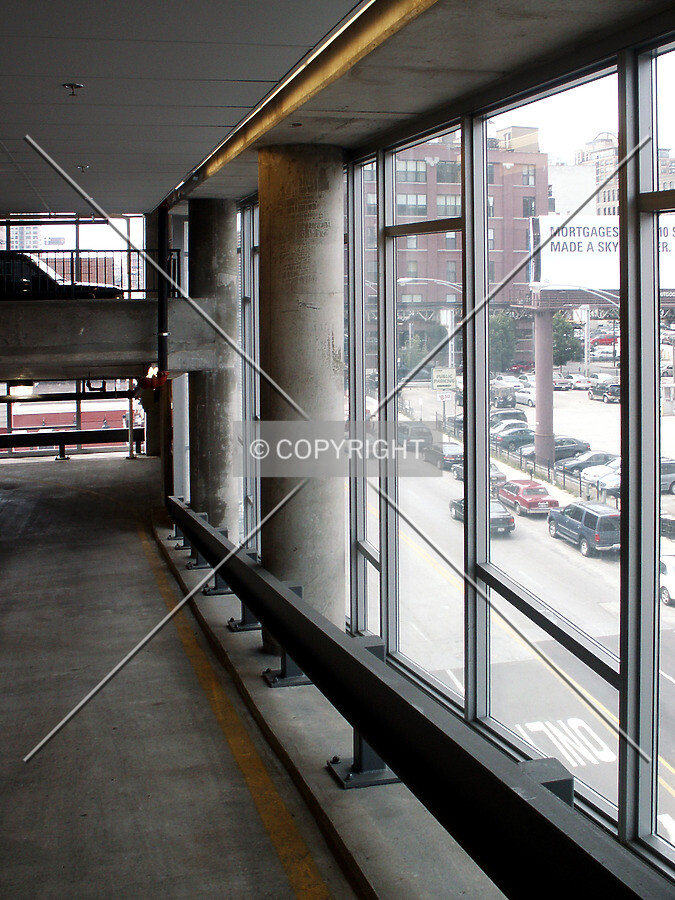Looking down the top parking ramp