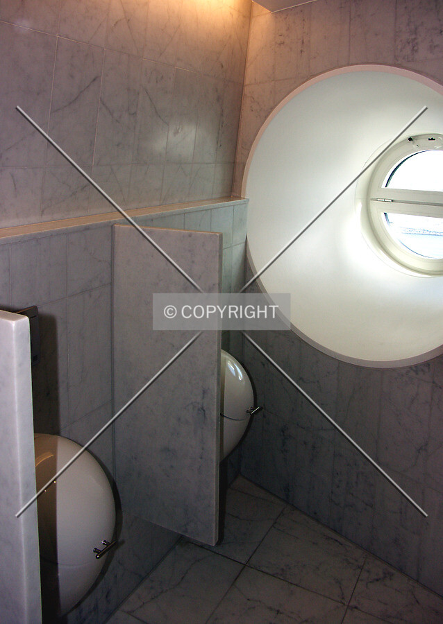 Urinals in men's room on 54th floor