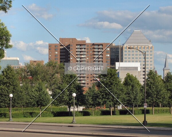 Distant view to the southeast from the State Capitol lawn