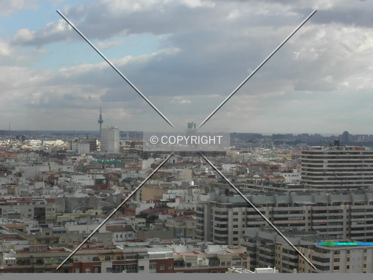Panoramic view of Madrid, with Edificio Colón and Torre España at the far end