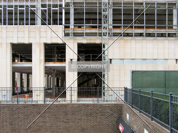 Base from the west, over the Washington Street to the underground Capitol Commons parking facility