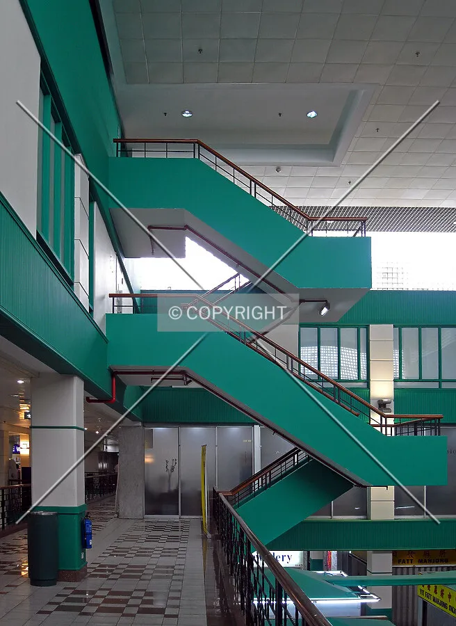 The stairs leading up to the car park