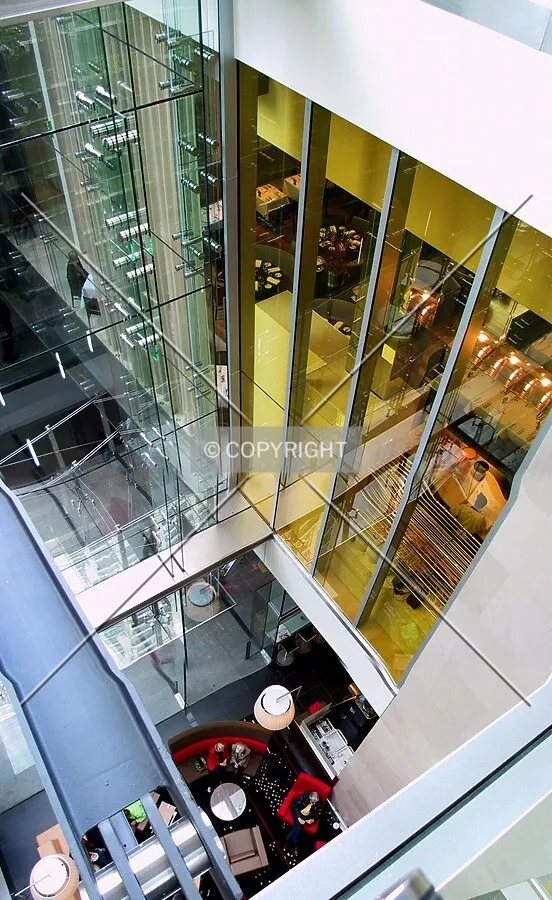Looking down into the lobby