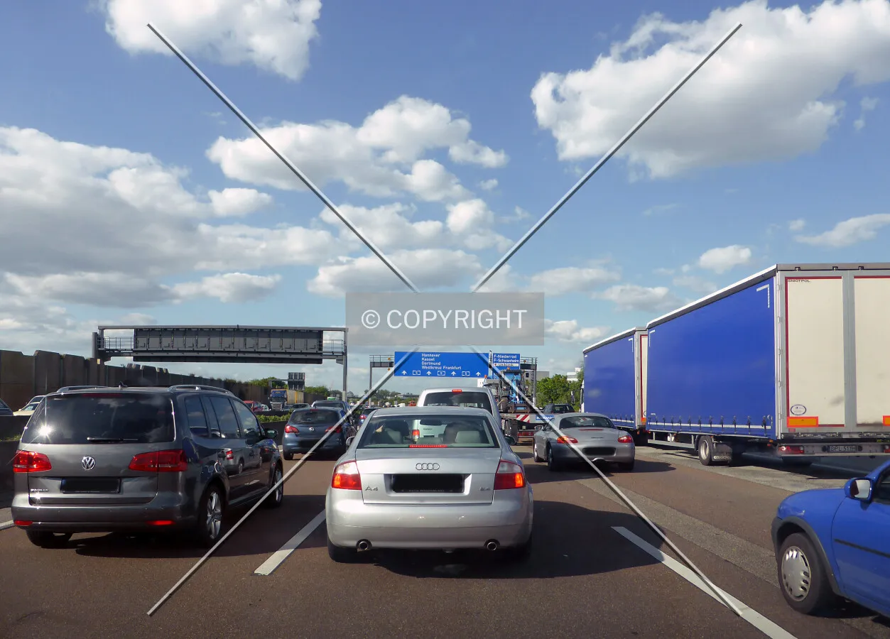A typical situation around Frankfurt: traffic jam on a highway (here: highway A5)