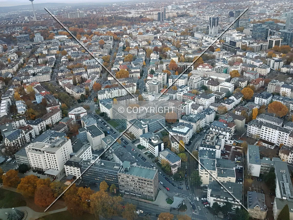 Looking over Frankfurt Westend district from Tower 185