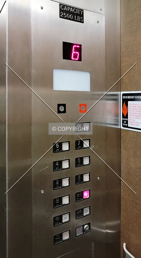 Elevator control panel; June 11, 2021