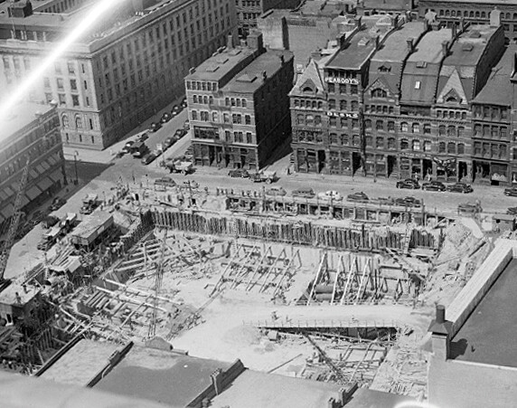 Foundation work viewed from the southwest