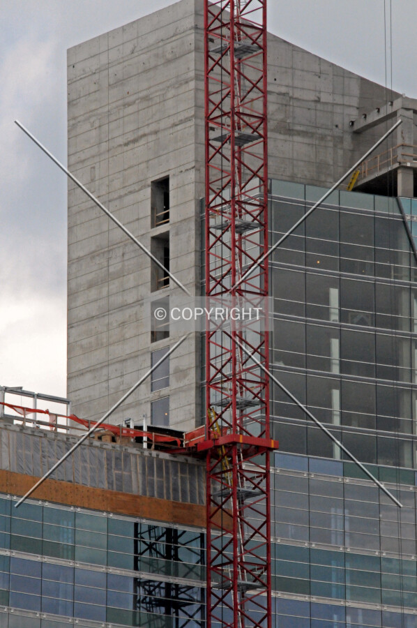 Upper floors and topped out core viewed from E Street