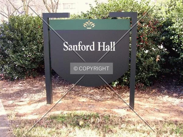 Signage adjacent to the main entrance