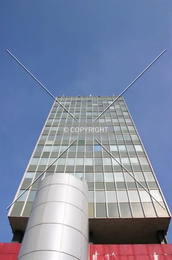 Looking up at the façade