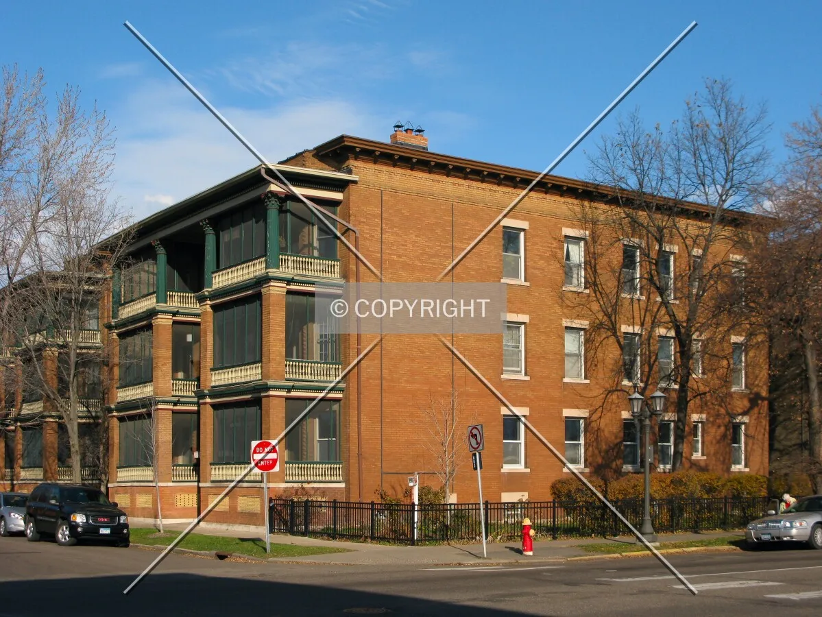 View to the northeast across St. Albans Street/Grand Avenue