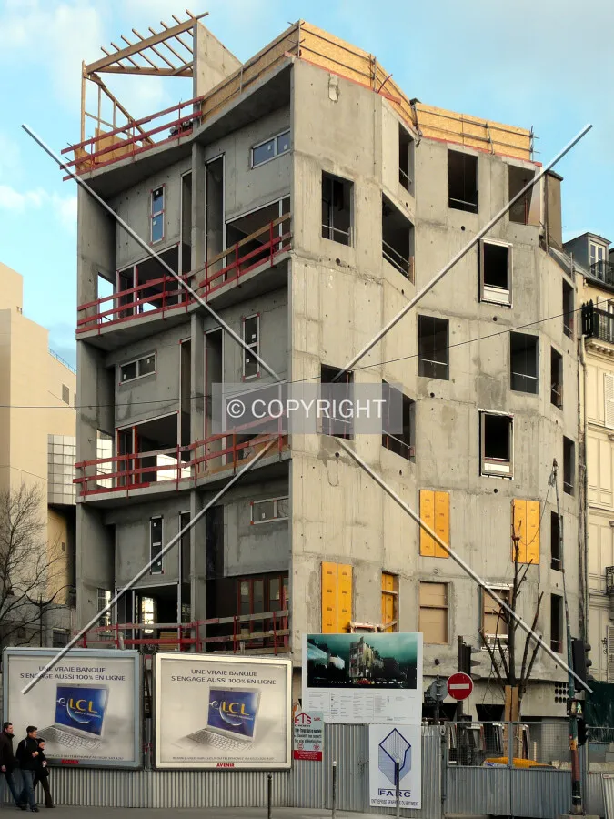 View from the northwest, while the first windows frames are being installed
