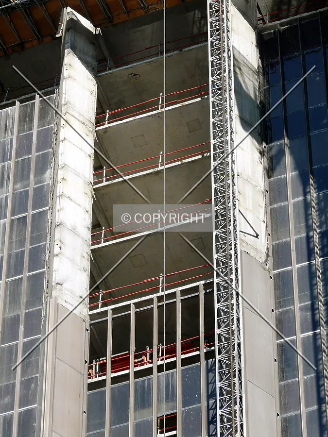 Curtain wall removed on the top floors